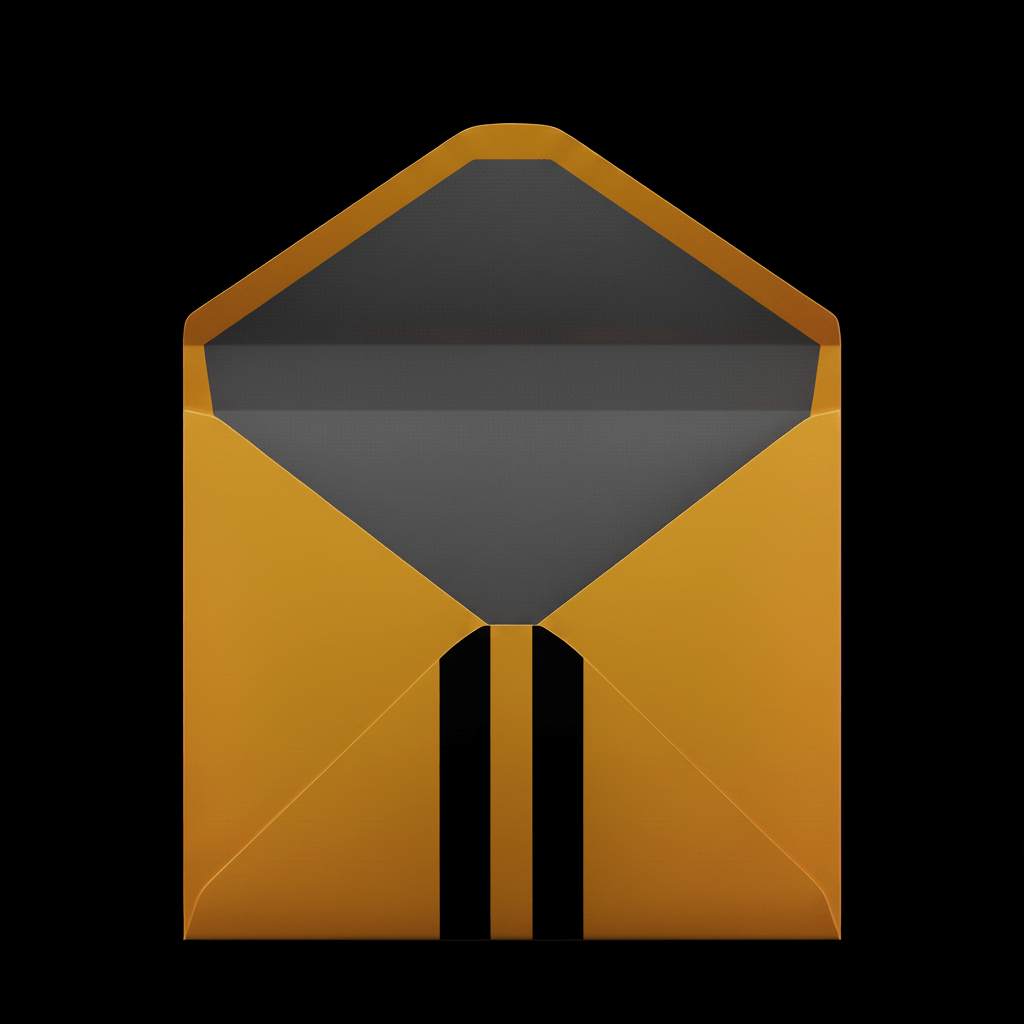 Sobre amarillo y negro estilo Kill Bill para contacto por email .